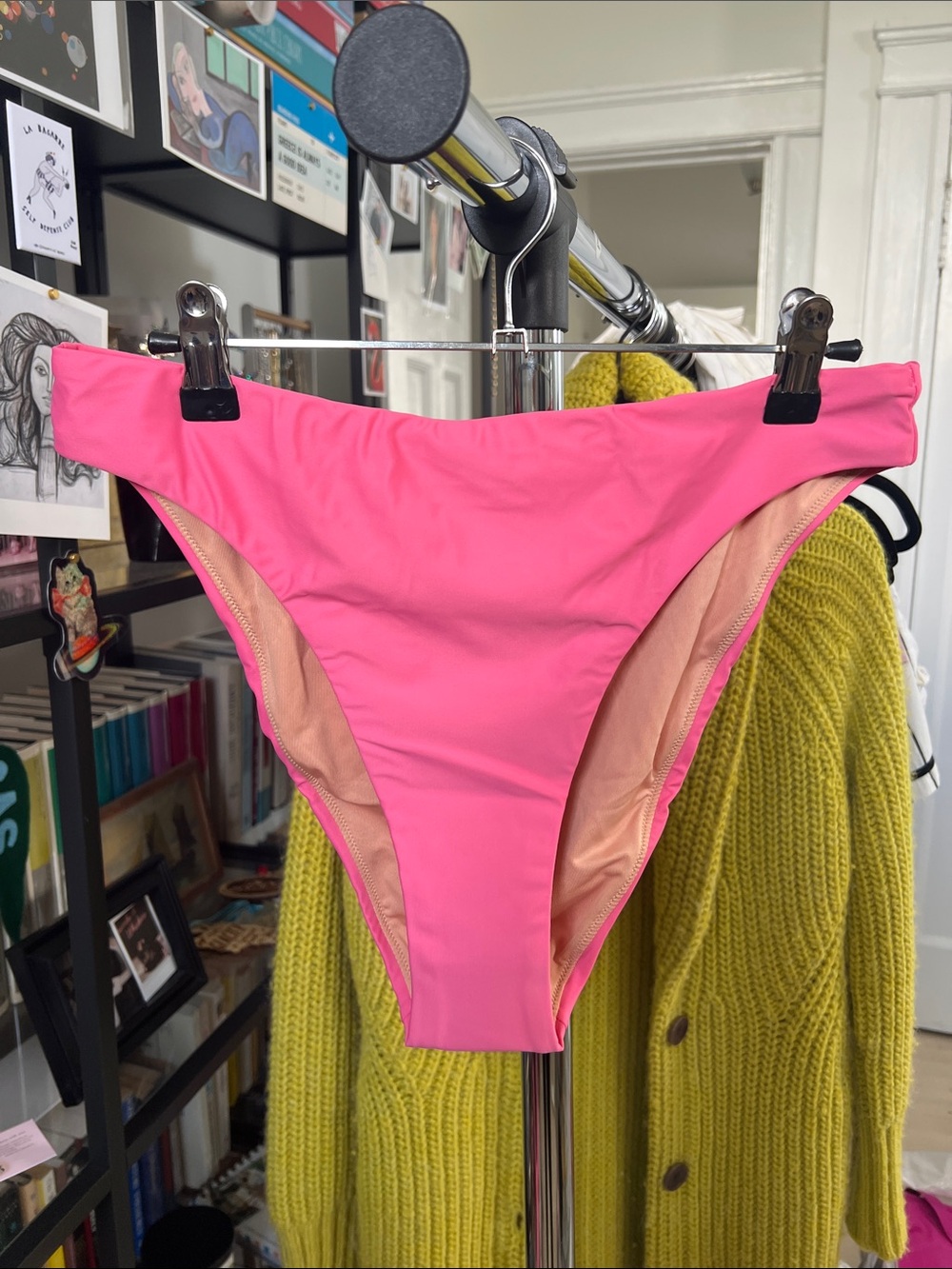 J. Crew Bright Pink High-Cut Swim Bottoms